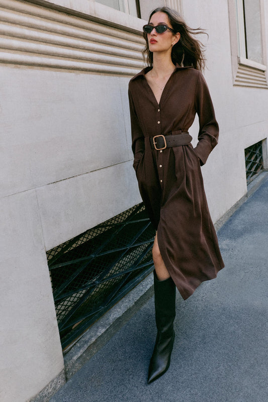 ROBE MIDI CHEMISE AVEC CEINTURE