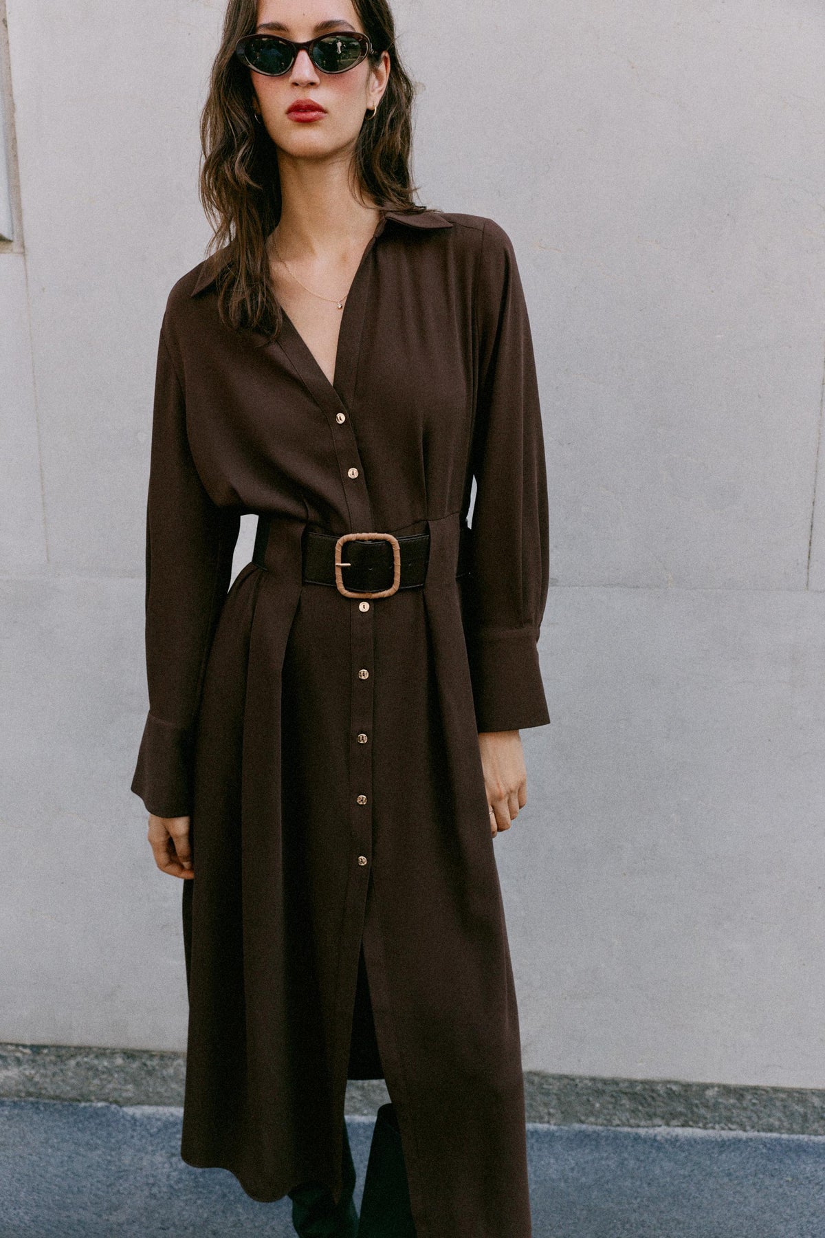 ROBE MIDI CHEMISE AVEC CEINTURE