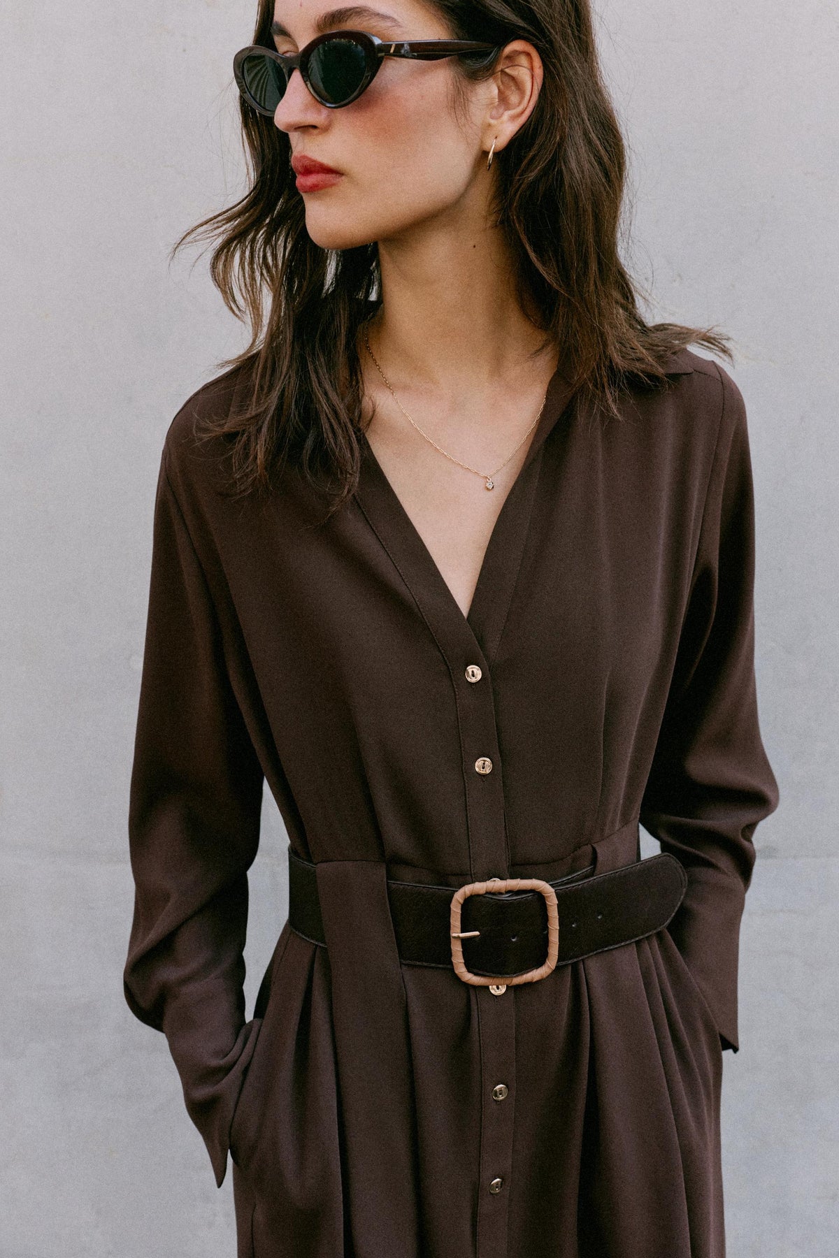 ROBE MIDI CHEMISE AVEC CEINTURE