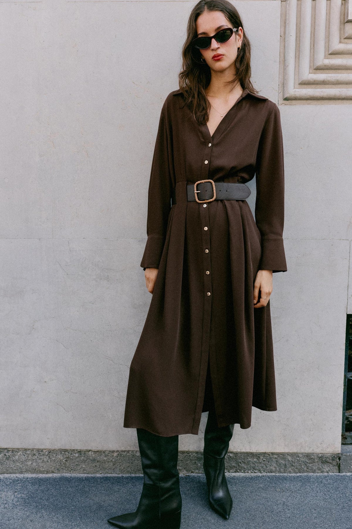 ROBE MIDI CHEMISE AVEC CEINTURE