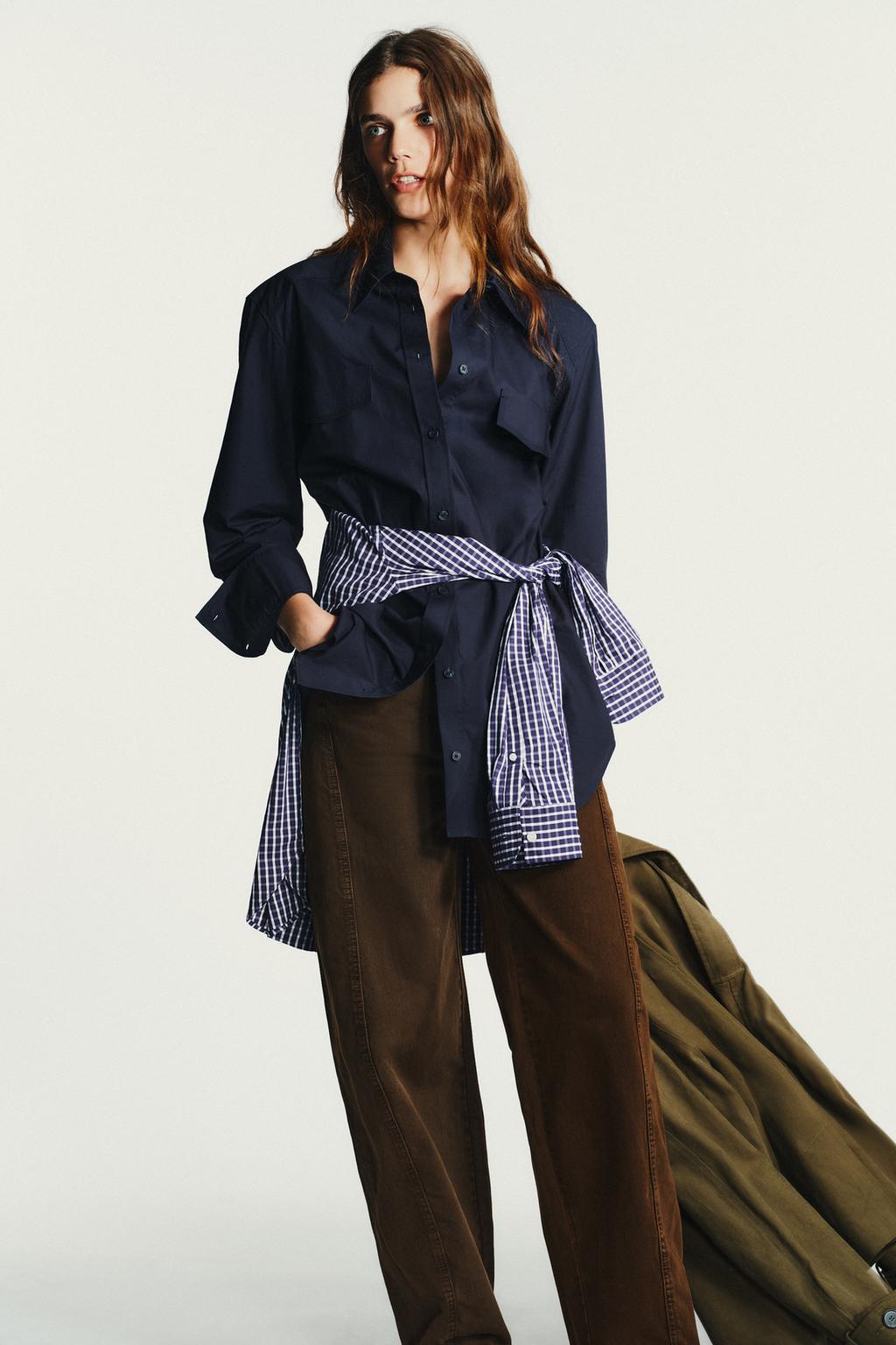 POPLIN SHIRT WITH SHOULDER PADS