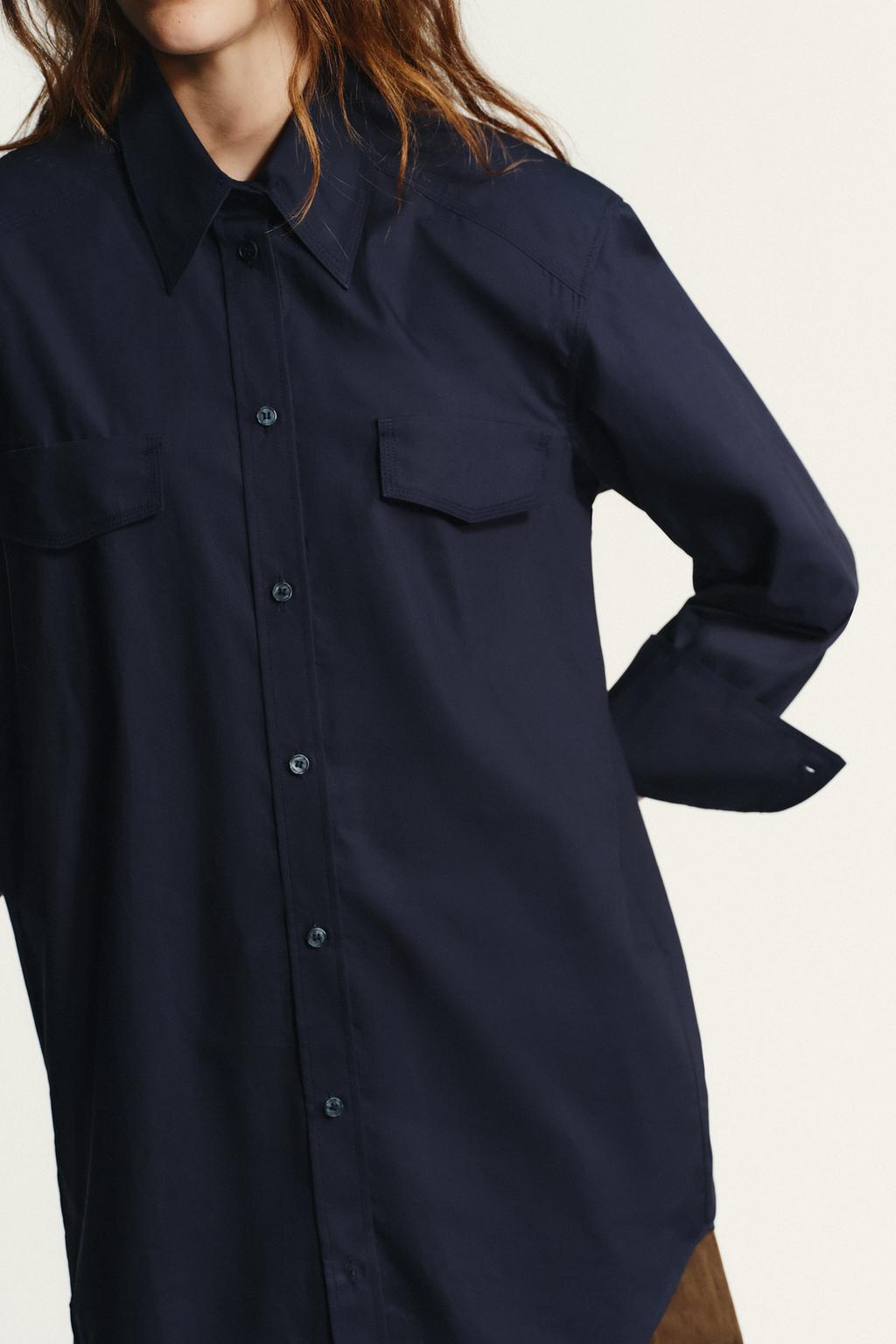 POPLIN SHIRT WITH SHOULDER PADS
