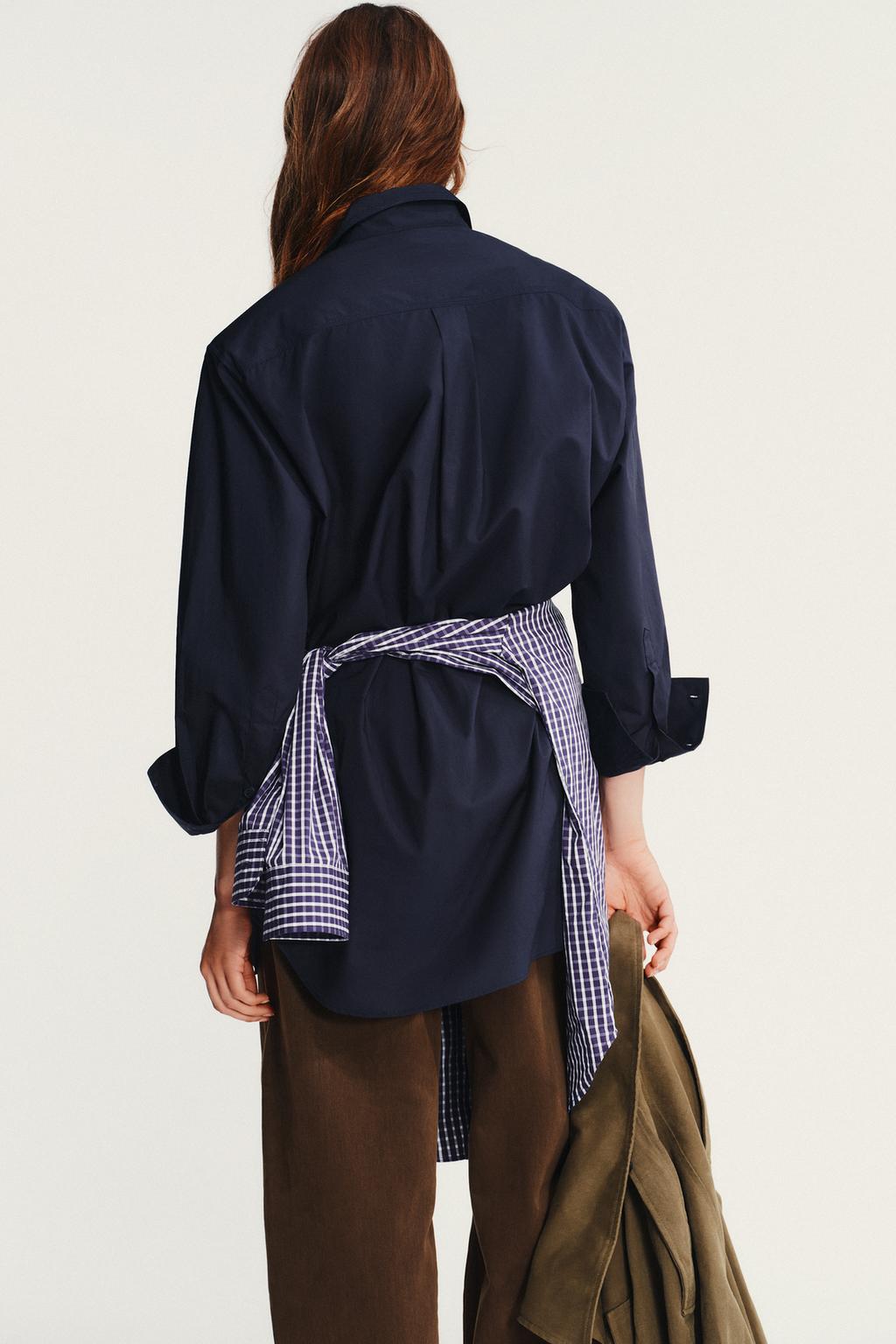POPLIN SHIRT WITH SHOULDER PADS