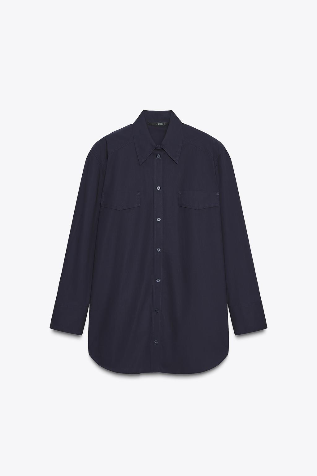 POPLIN SHIRT WITH SHOULDER PADS