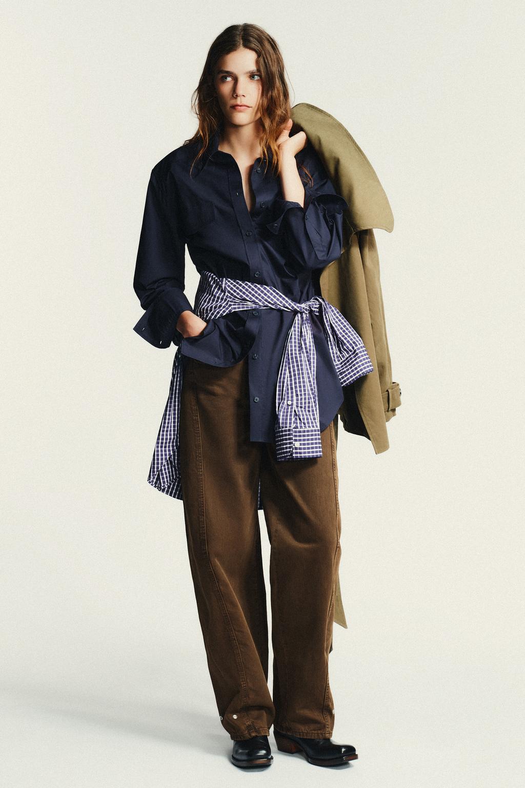 POPLIN SHIRT WITH SHOULDER PADS