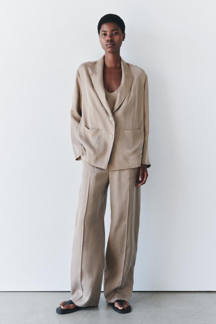 ENSEMBLE VESTE FLUIDE | PANTALON DE COSTUME ZW COLLECTION OCRE