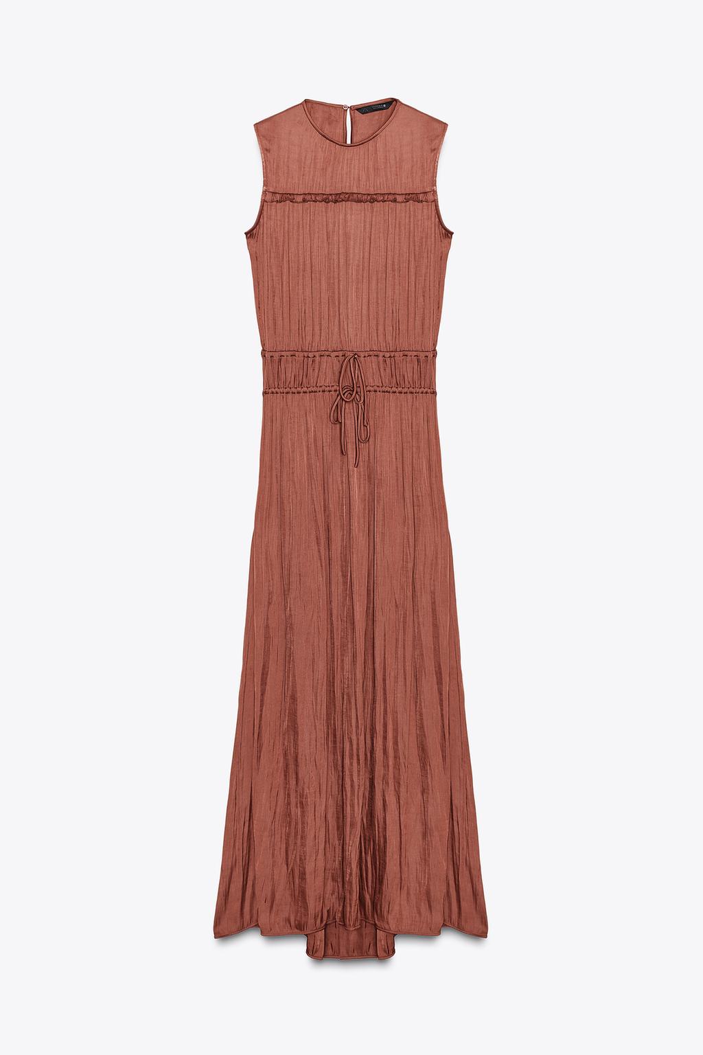 ROBE MIDI SATINÉE VOLANT DOS