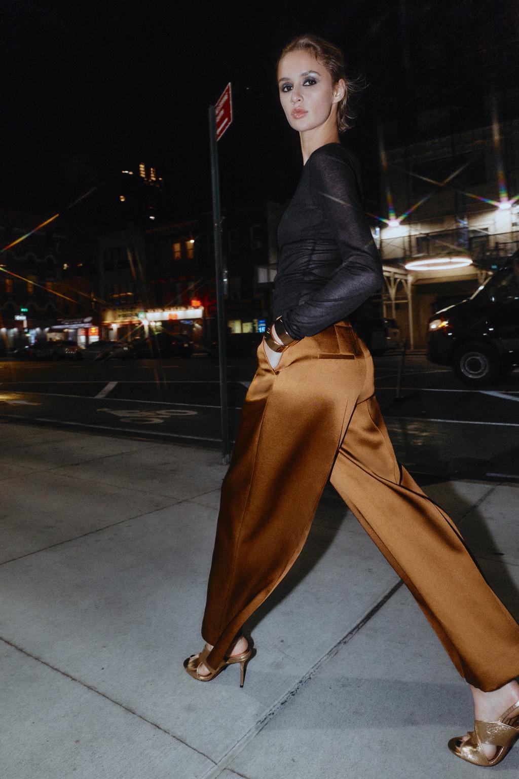 PANTALON LARGE SATINÉ