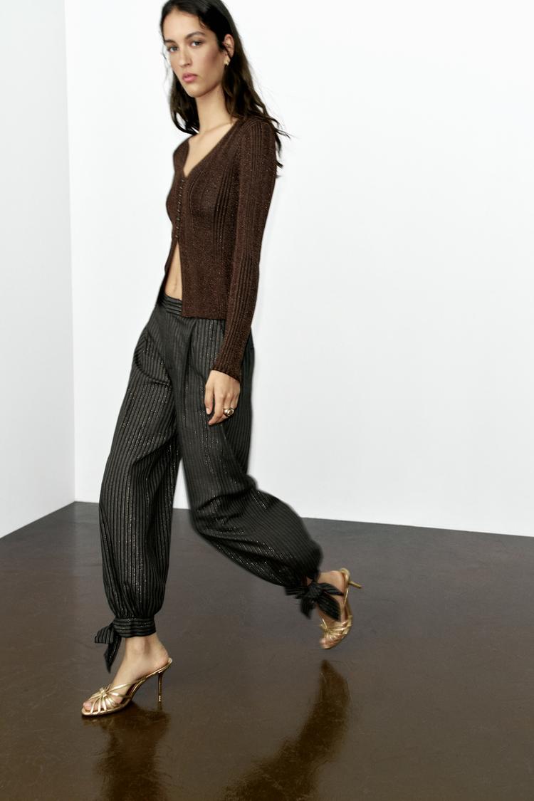 PANTALON BOUFFANT LACETS FIL MÉTALLISÉ