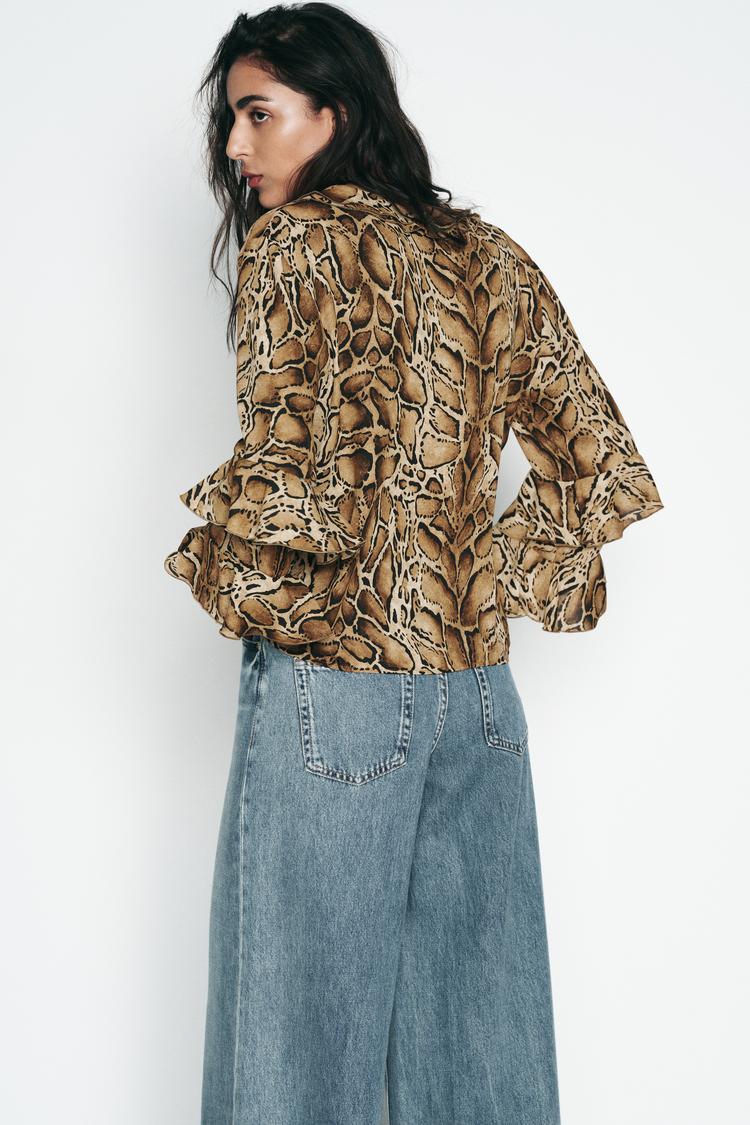 CHEMISE À IMPRIMÉ ANIMAL AVEC VOLANTS