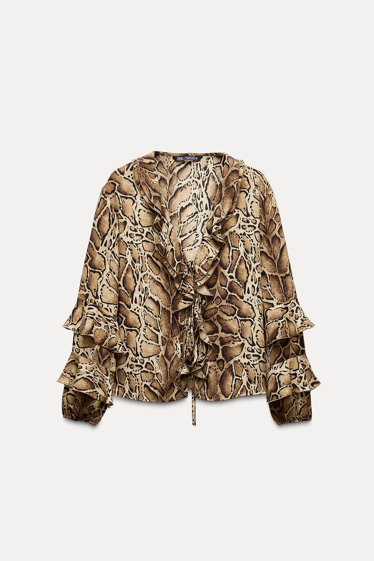 CHEMISE À IMPRIMÉ ANIMAL AVEC VOLANTS