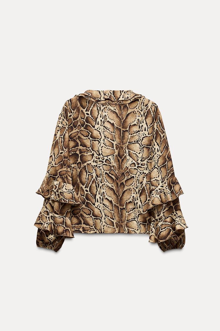 CHEMISE À IMPRIMÉ ANIMAL AVEC VOLANTS