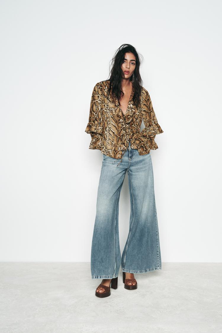 CHEMISE À IMPRIMÉ ANIMAL AVEC VOLANTS