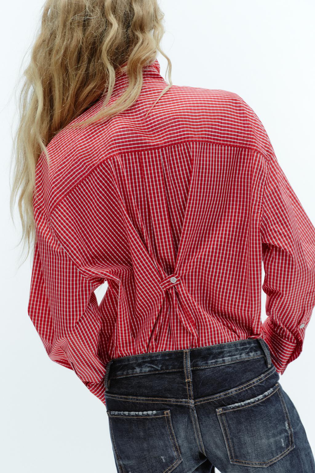 CHEMISE OVERSIZE EN POPELINE À CARREAUX