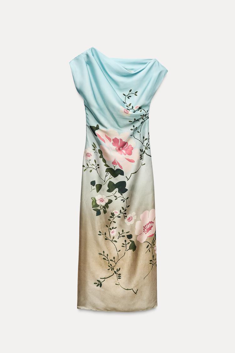 ROBE EN SATIN AVEC IMPRIMÉ À FLEURS