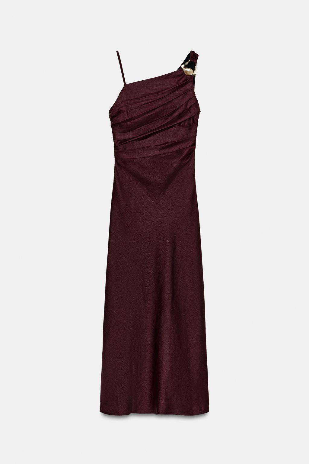 ROBE MI-LONGUE ASYMÉTRIQUE 100% LIN