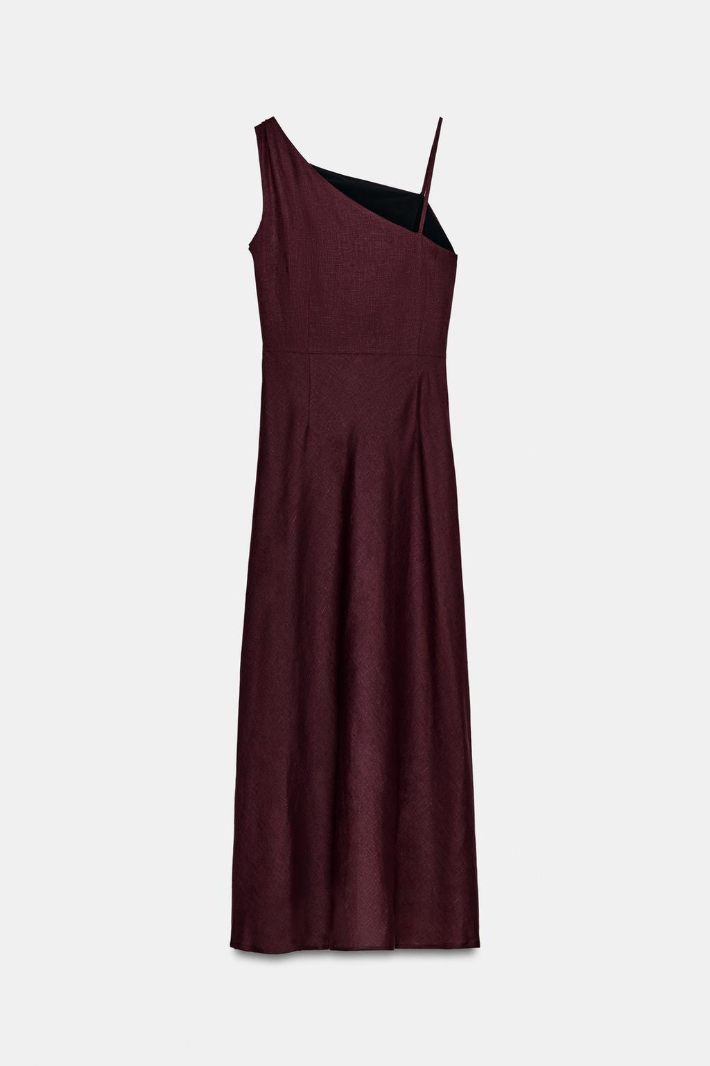 ROBE MI-LONGUE ASYMÉTRIQUE 100% LIN