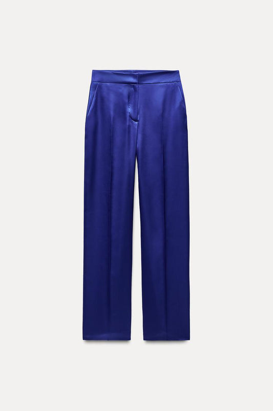 PANTALON SATINÉ COBALT