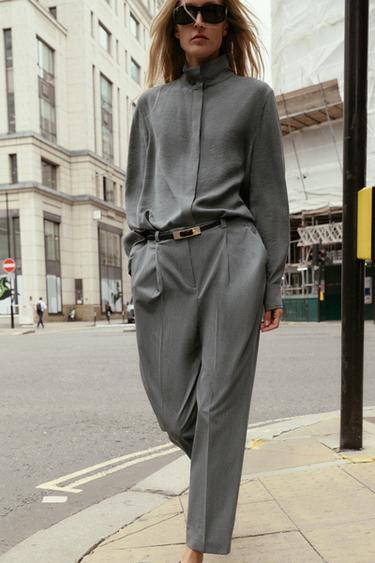 ENSEMBLE VESTE À BOUTONNAGE CROISÉ | PANTALON AVEC CEINTURE DIFFÉRENTE