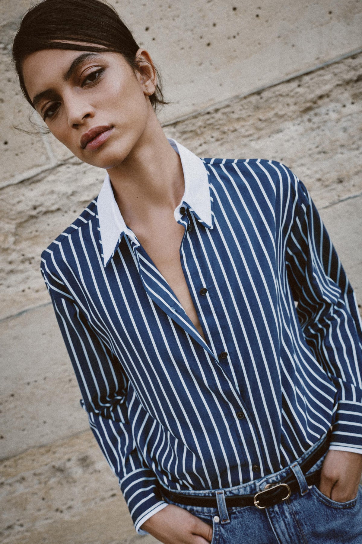 CHEMISE EN POPELINE À RAYURES