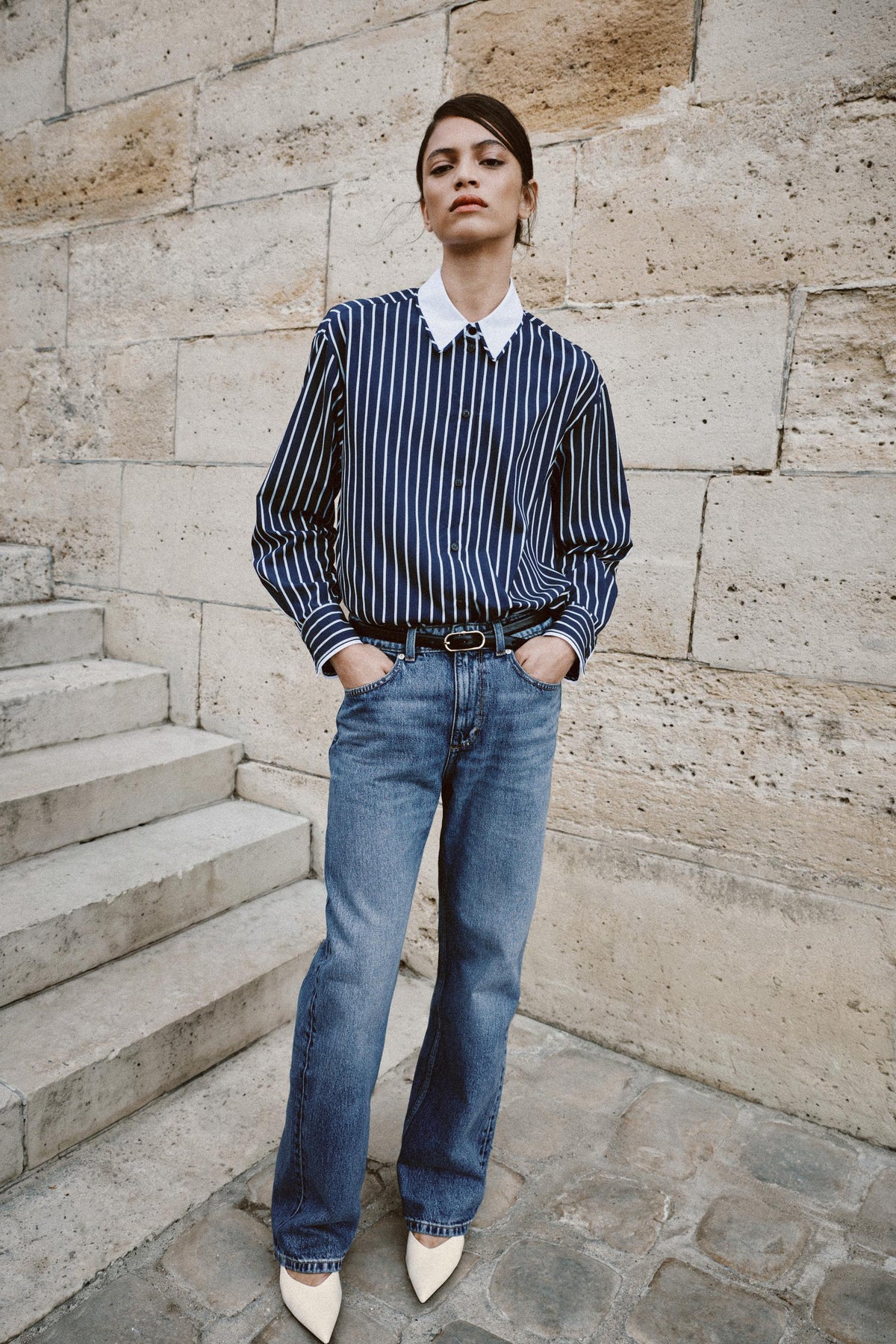 CHEMISE EN POPELINE À RAYURES