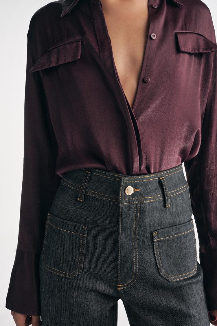 CHEMISE SATINÉE À POCHES COLLECTION ZW