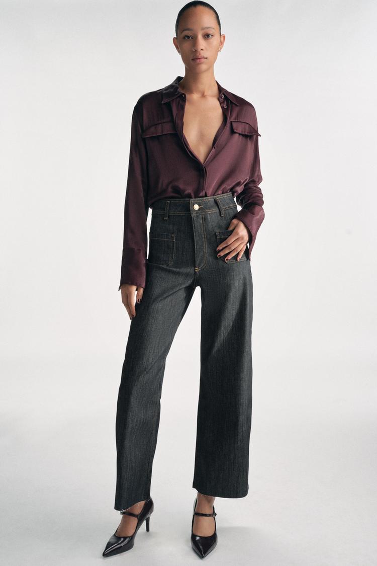 CHEMISE SATINÉE À POCHES COLLECTION ZW