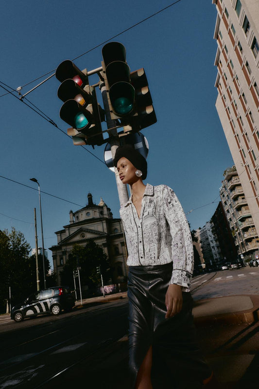 BLOUSE IMPRIMÉE AVEC LISERÉS