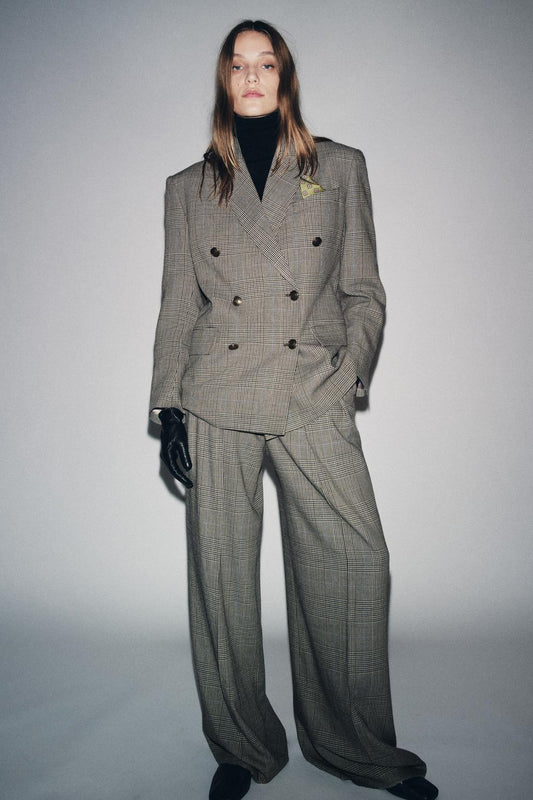 VESTE À CARREAUX AVEC DE LA LAINE ZW COLLECTION