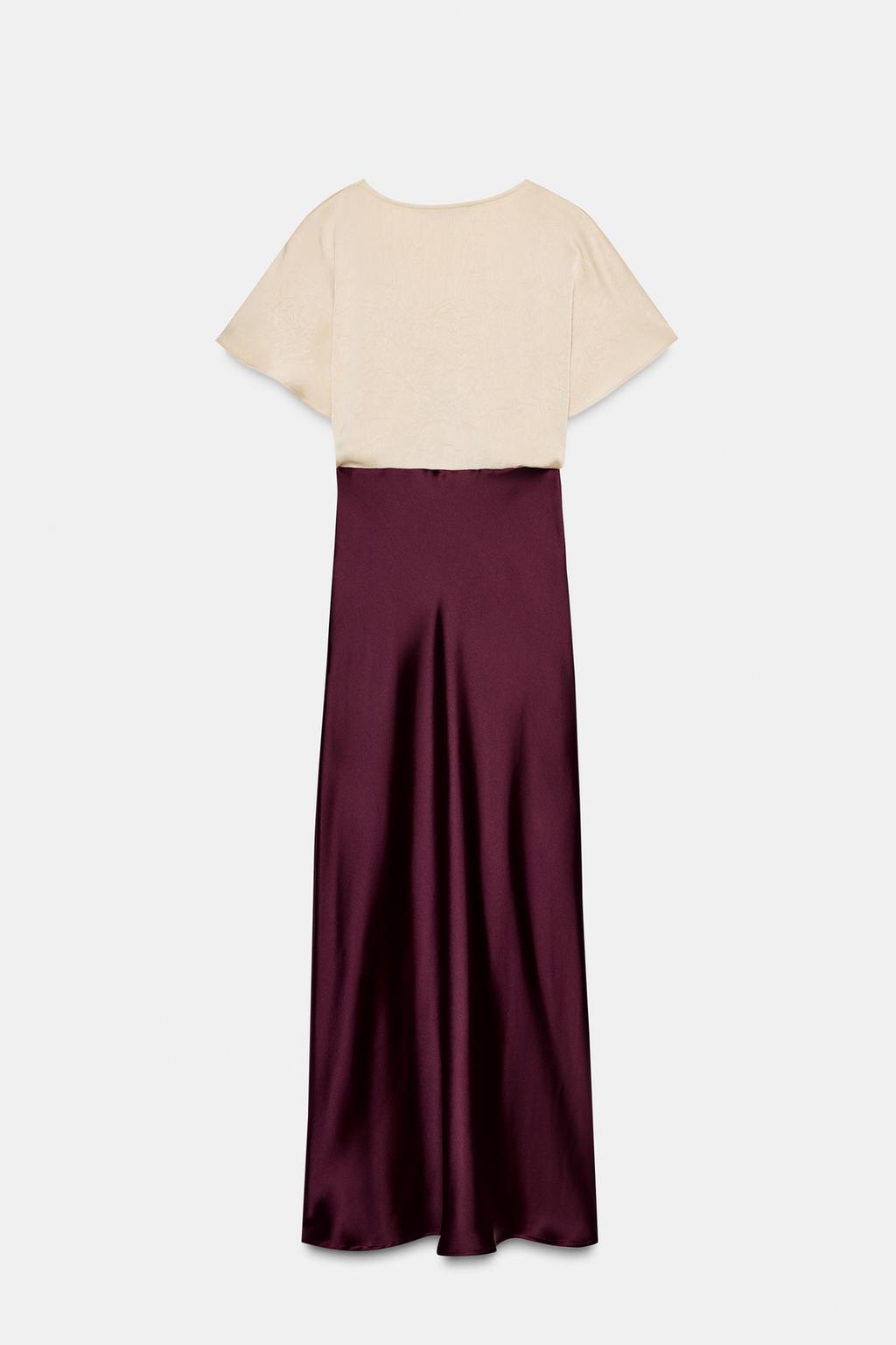 ROBE MIDI SATINÉE AVEC DENTELLE COMBINÉE