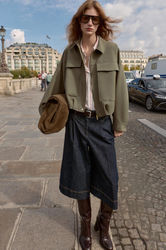 SHORT LONG EN JEAN À PINCES Z1975