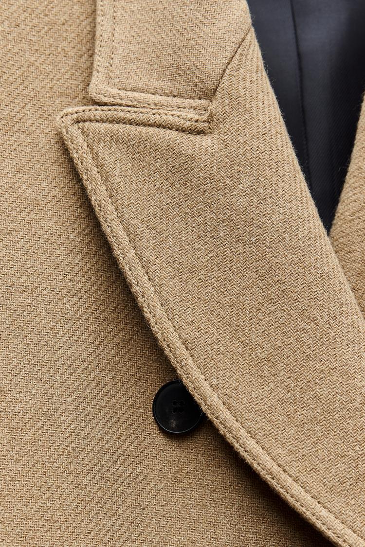 MANTEAU À BOUTONNAGE CROISÉ AVEC LAINE