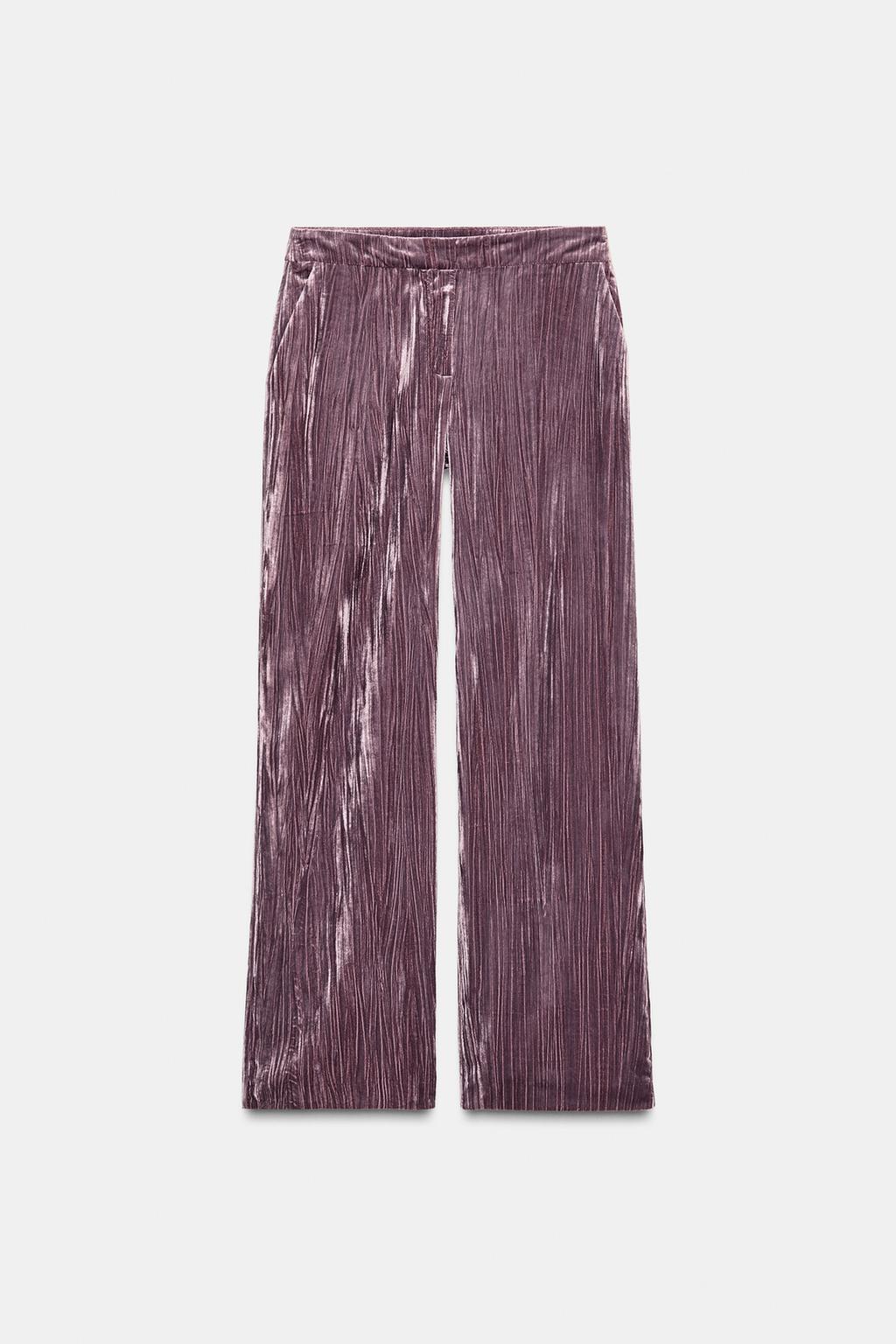 ENSEMBLE VESTE À BOUTONNAGE CROISÉ EN VELOUR ET PLUMES | PANTALON LARGE EN VELOURS