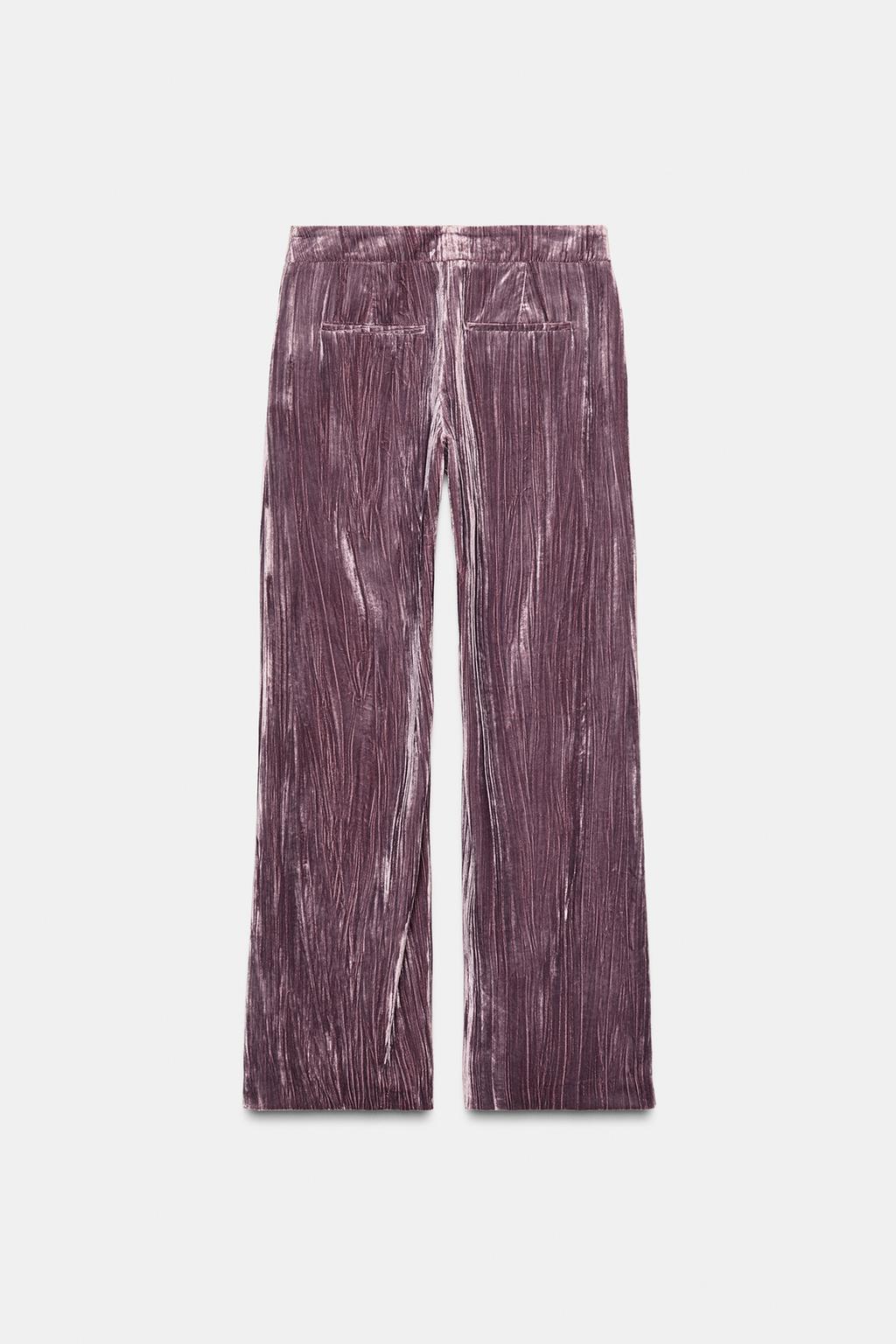 ENSEMBLE VESTE À BOUTONNAGE CROISÉ EN VELOUR ET PLUMES | PANTALON LARGE EN VELOURS