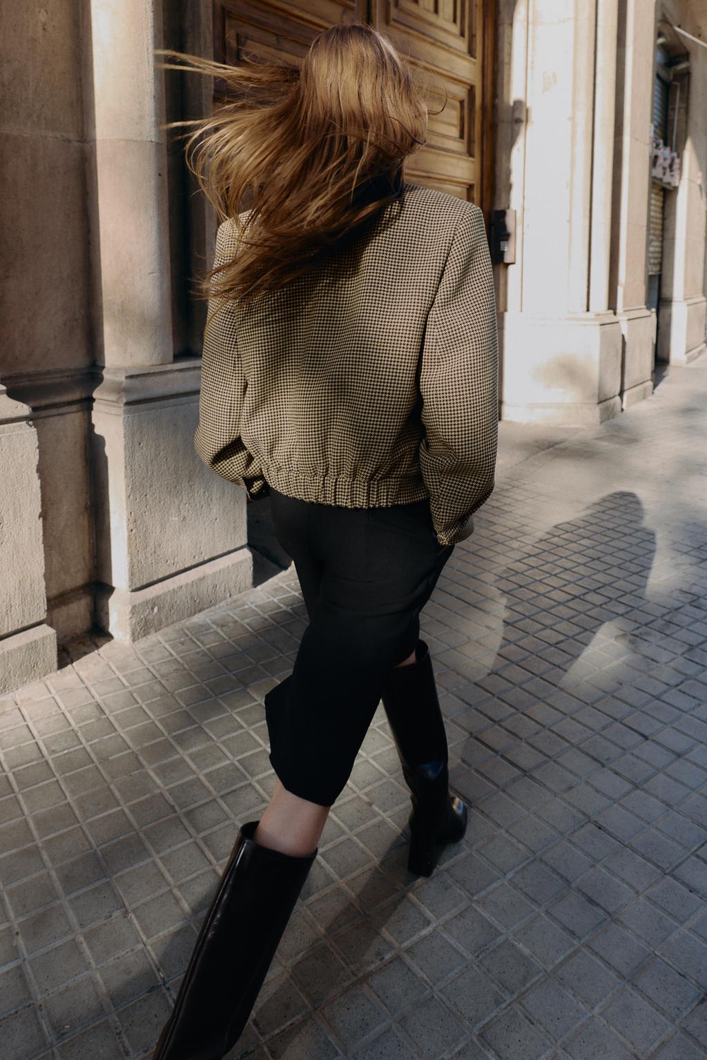 BLOUSON BOMBER PIED-DE-POULE ÉPAULETTES