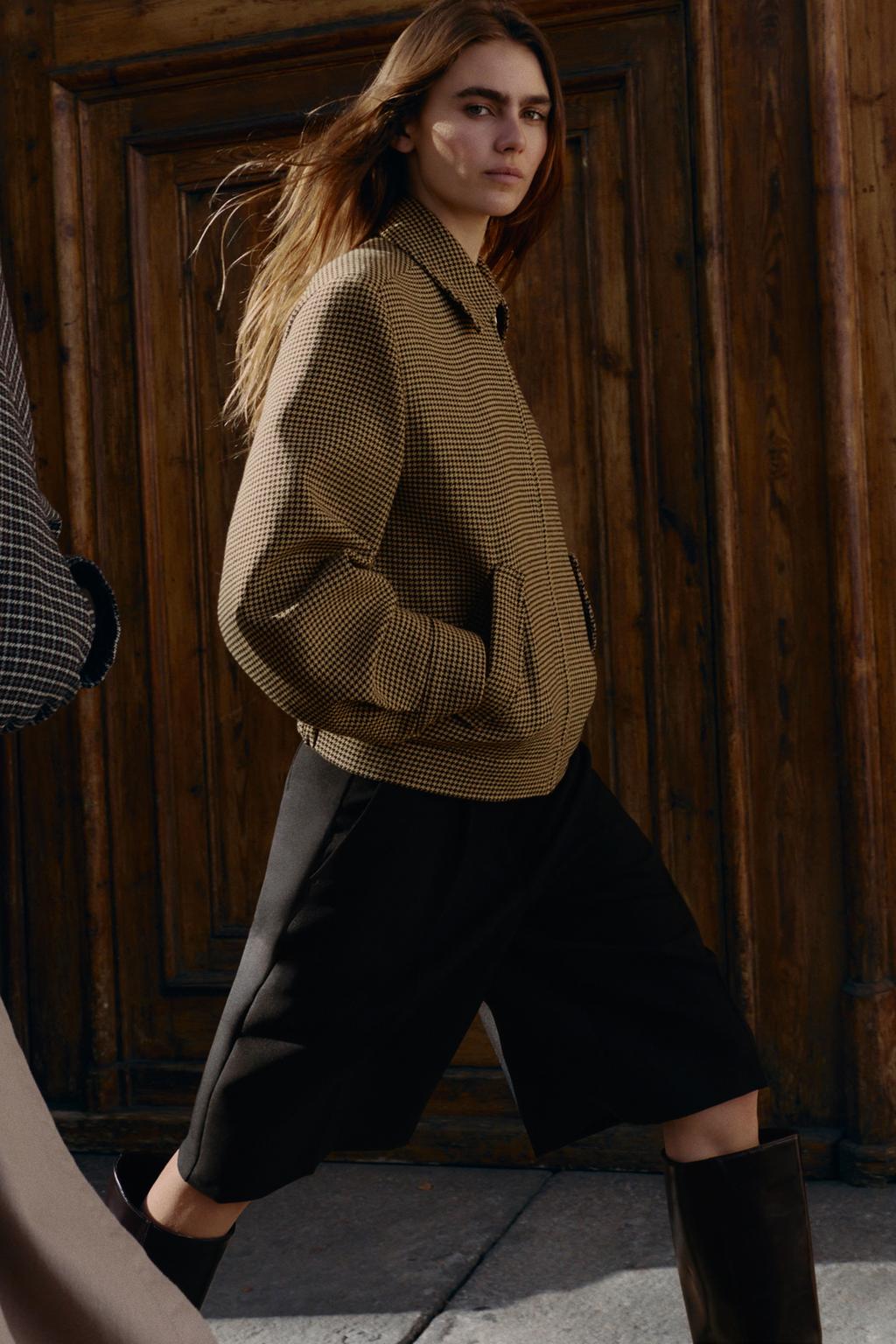 BLOUSON BOMBER PIED-DE-POULE ÉPAULETTES