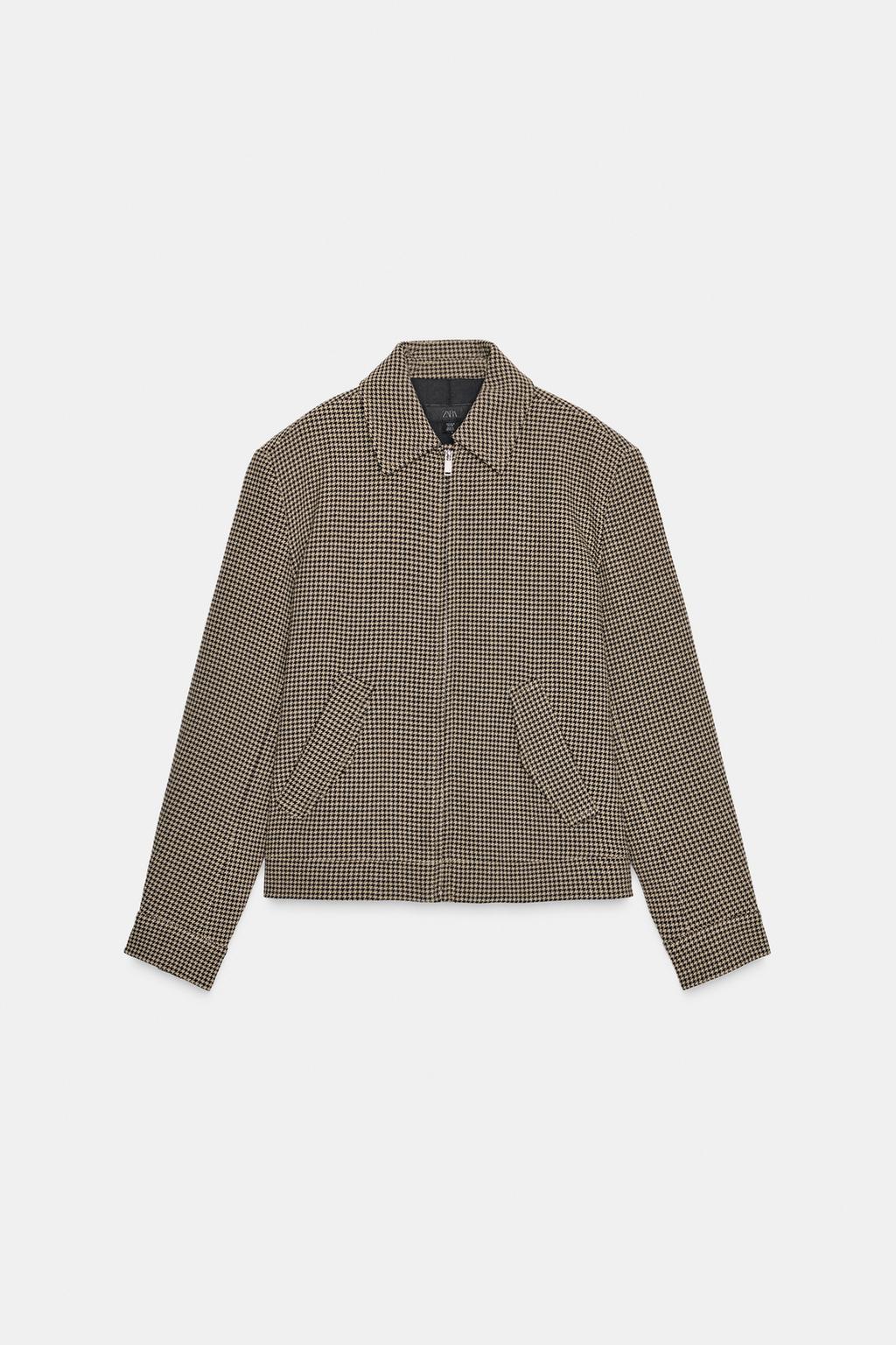 BLOUSON BOMBER PIED-DE-POULE ÉPAULETTES