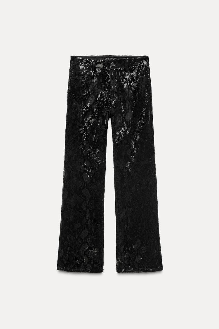 PANTALON EN VELOURS À SEQUINS