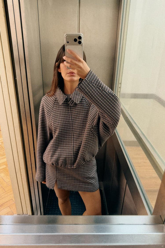 BLOUSON BOMBER MATELASSÉ PIED-DE-POULE