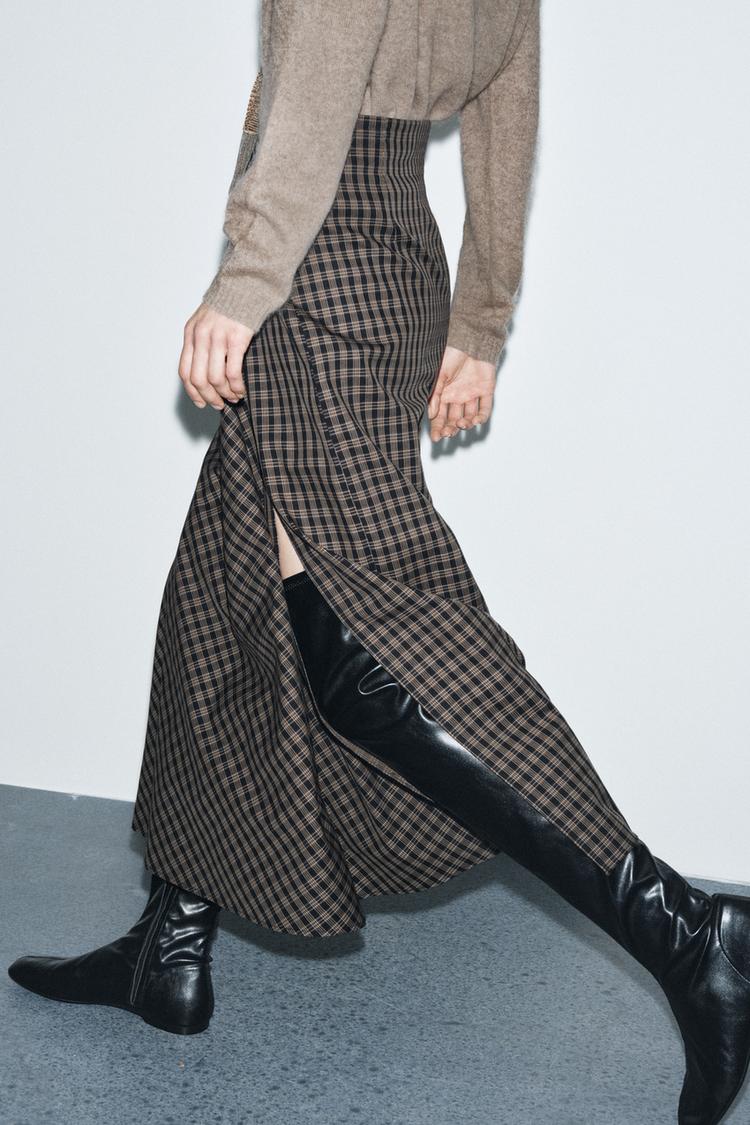 ZW COLLECTION CHECKED DRAPED SKIRT