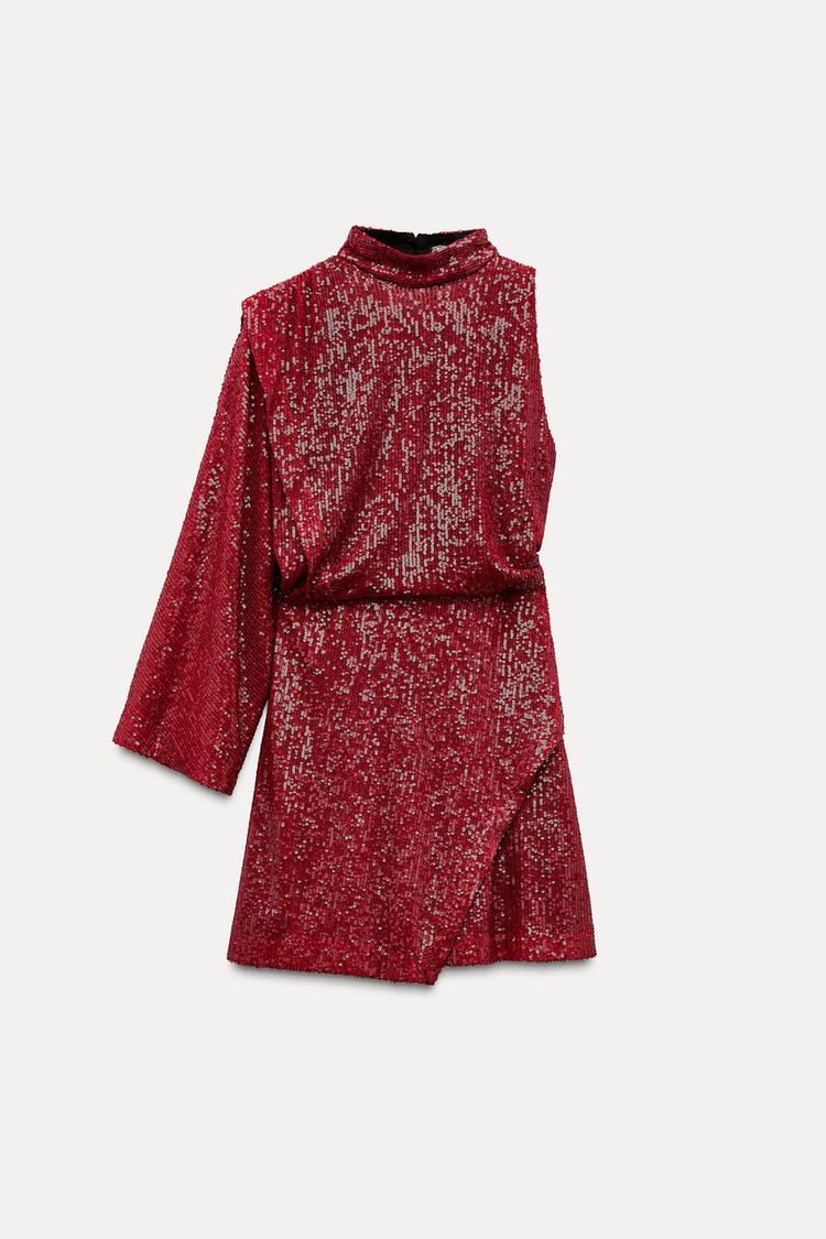 ROBE COURTE ASYMÉTRIQUE À SEQUINS