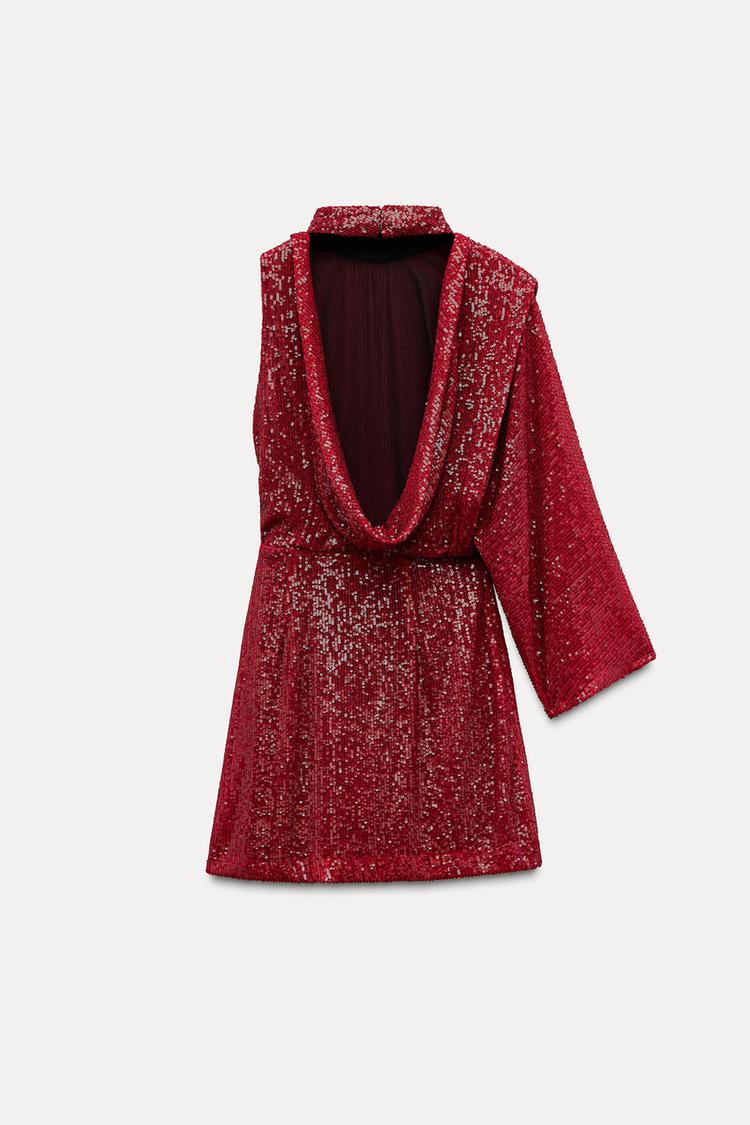 ROBE COURTE ASYMÉTRIQUE À SEQUINS