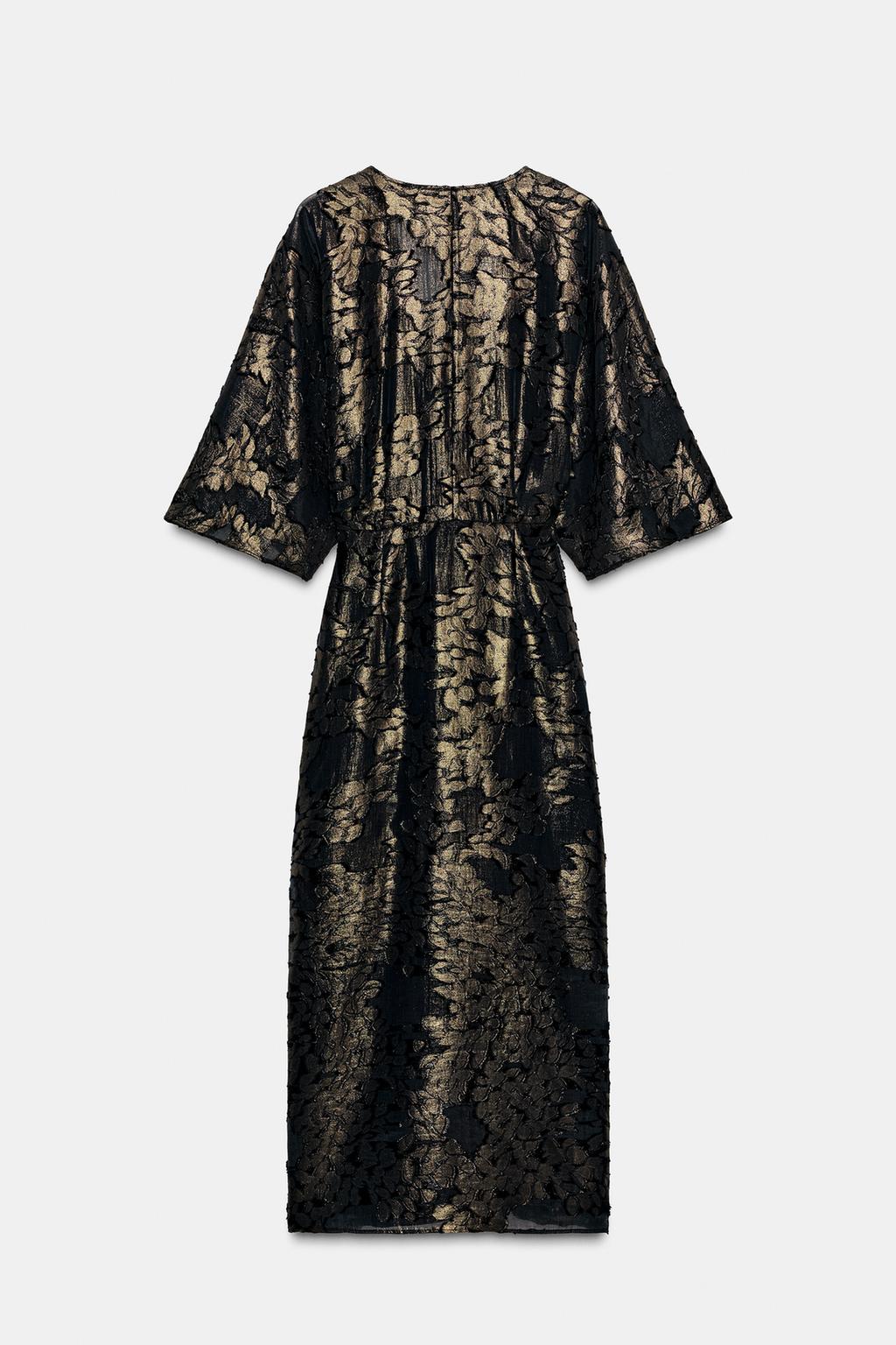 ROBE MI-LONGUE DRAPÉE EFFET MÉTALLISÉ