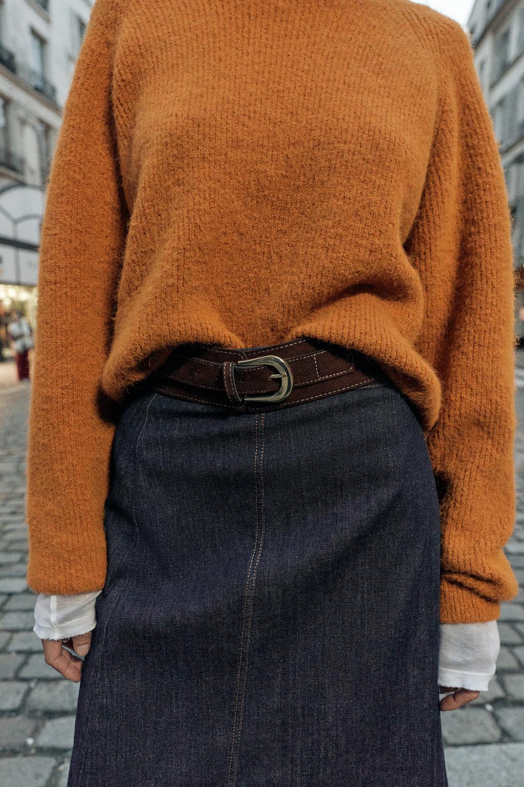 JUPE Z1975 MI-LONGUE EN JEAN SANS CEINTURE