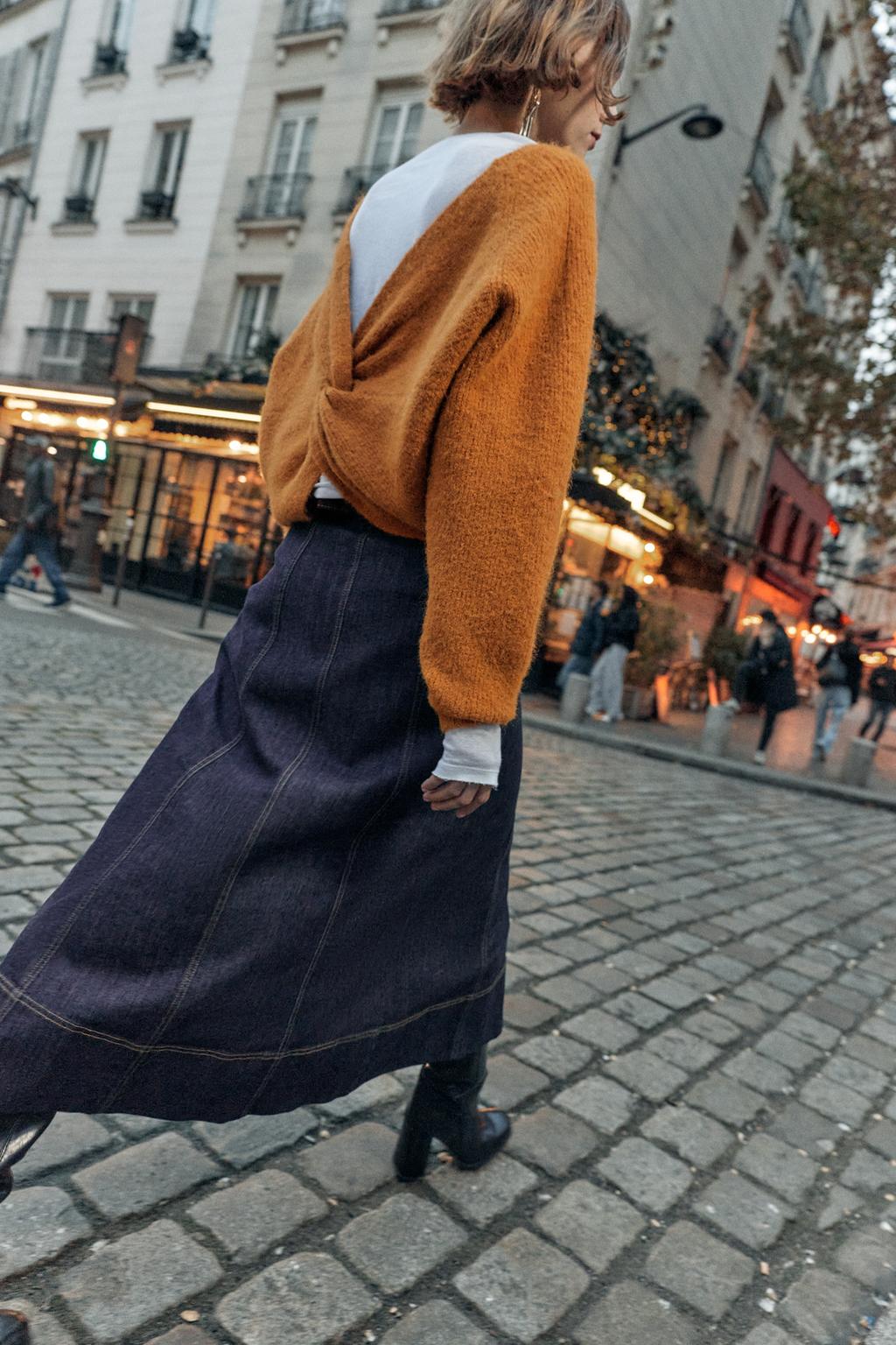 JUPE Z1975 MI-LONGUE EN JEAN SANS CEINTURE