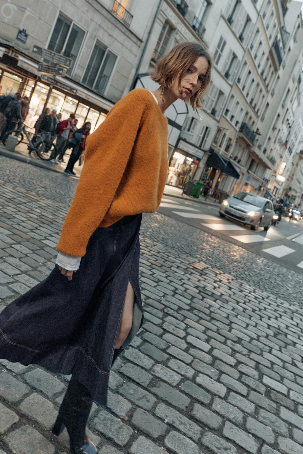 JUPE Z1975 MI-LONGUE EN JEAN SANS CEINTURE