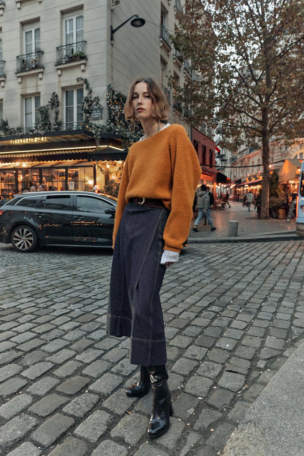 JUPE Z1975 MI-LONGUE EN JEAN SANS CEINTURE