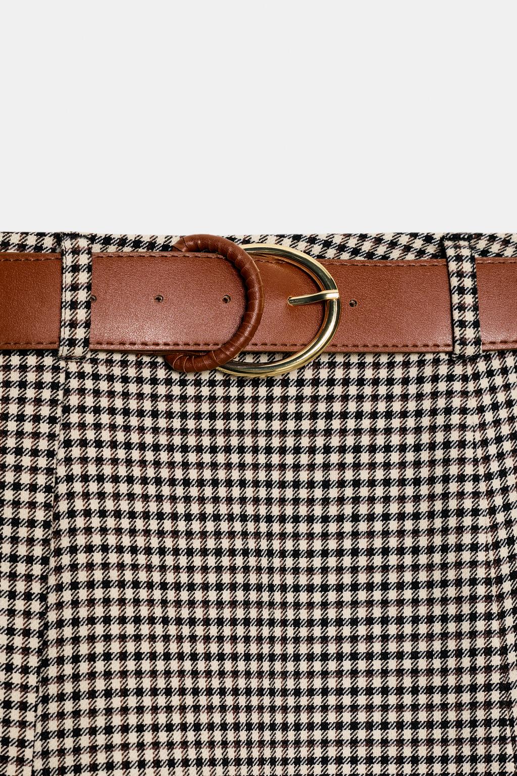 JUPE MI-LONGUE CAPE SANS CEINTURE PIED-DE-POULE