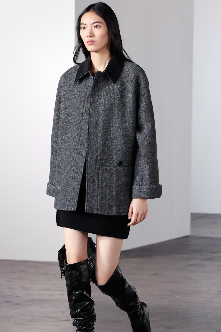 MANTEAU COL CUIR ZW COLLECTION