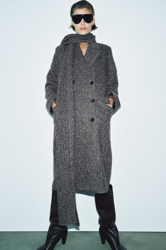 MANTEAU OVERSIZE AVEC ÉCHARPE ZW COLLECTION